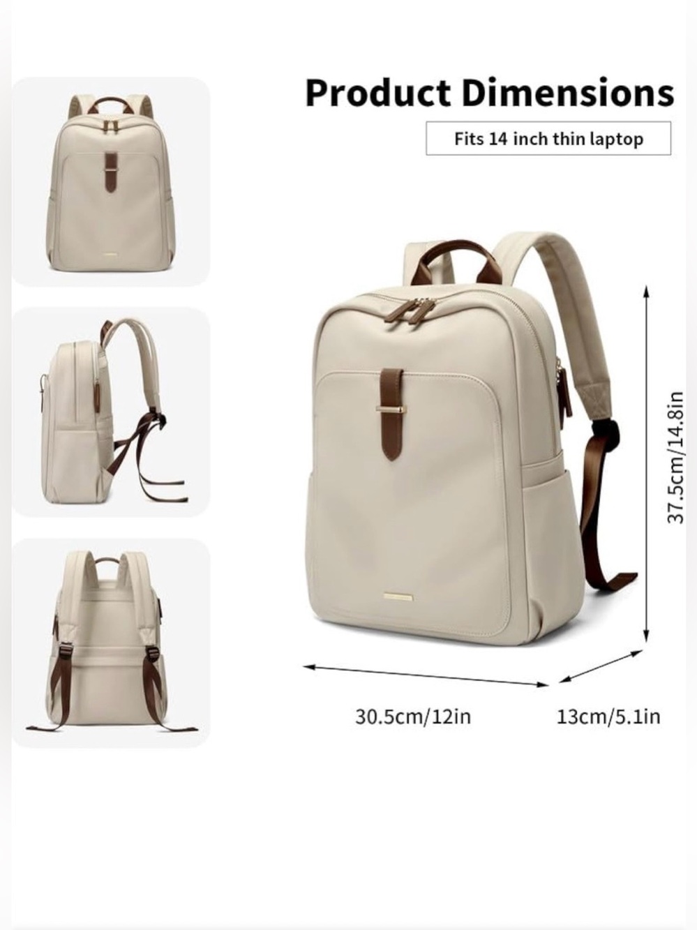 GOLF Apricot  Backpack with Brown Trim - Picture 3 of 6